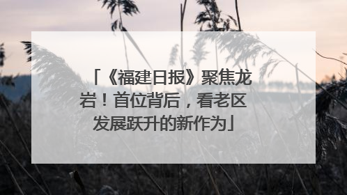 《福建日报》聚焦龙岩！首位背后，看老区发展跃升的新作为