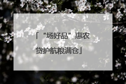 “场好品”惠农贷护航粮满仓
