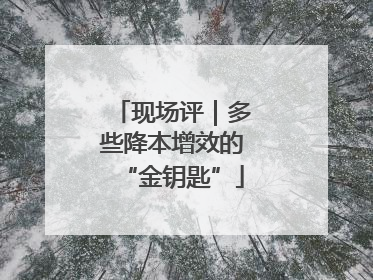 现场评｜多些降本增效的“金钥匙”