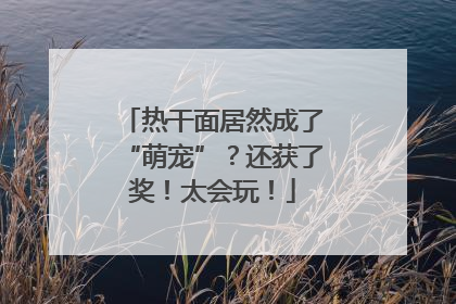热干面居然成了“萌宠”？还获了奖！太会玩！