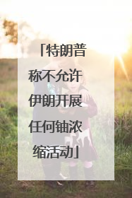 特朗普称不允许伊朗开展任何铀浓缩活动