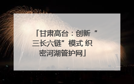 甘肃高台：创新“三长六链”模式 织密河湖管护网