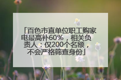 百色市直单位职工购家电最高补60％，相关负责人：仅200个名额，不会严格筛查身份