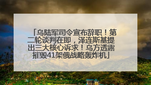 乌陆军司令宣布辞职！第二轮谈判在即，泽连斯基提出三大核心诉求！乌方透露摧毁41架俄战略轰炸机