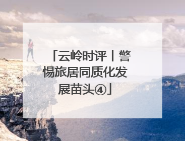 云岭时评丨警惕旅居同质化发展苗头④