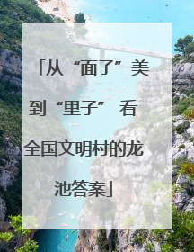 从“面子”美到“里子” 看全国文明村的龙池答案