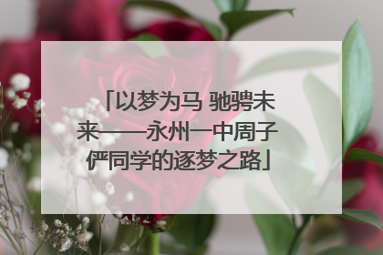 以梦为马 驰骋未来——永州一中周子俨同学的逐梦之路