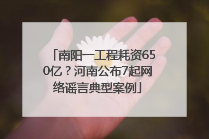 南阳一工程耗资650亿？河南公布7起网络谣言典型案例