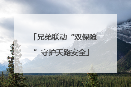 兄弟联动“双保险”守护天路安全