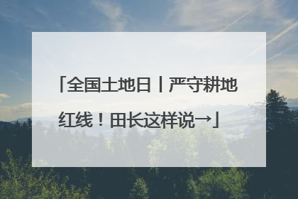 全国土地日丨严守耕地红线！田长这样说→