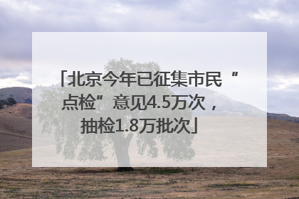 北京今年已征集市民“点检”意见4.5万次，抽检1.8万批次