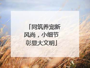 同筑养宠新风尚，小细节彰显大文明