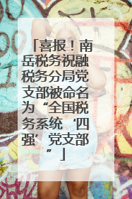 喜报！南岳税务祝融税务分局党支部被命名为“全国税务系统‘四强’党支部”