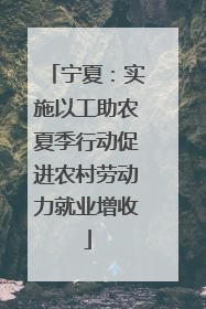 宁夏：实施以工助农夏季行动促进农村劳动力就业增收