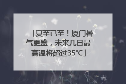 夏至已至！厦门暑气更盛，未来几日最高温将超过35℃