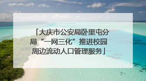 大庆市公安局卧里屯分局“一网三化”推进校园周边流动人口管理服务