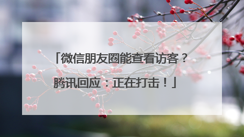 微信朋友圈能查看访客？腾讯回应：正在打击！
