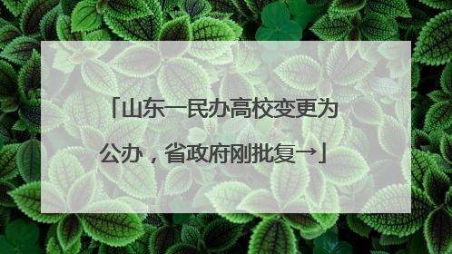 山东一民办高校变更为公办，省政府刚批复→