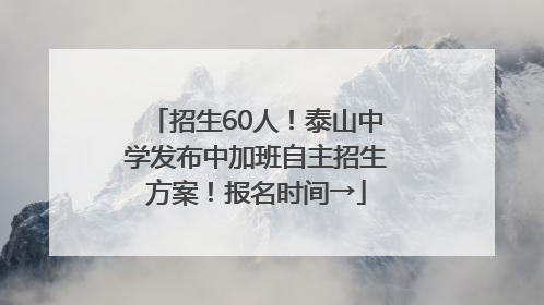 招生60人！泰山中学发布中加班自主招生方案！报名时间→