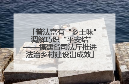 普法富有“乡土味” 调解巧织“平安结”——福建省司法厅推进法治乡村建设出成效