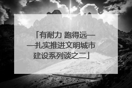 有耐力 跑得远——扎实推进文明城市建设系列谈之二