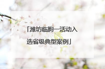 潍坊临朐一活动入选省级典型案例
