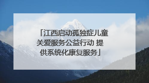 江西启动孤独症儿童关爱服务公益行动 提供系统化康复服务
