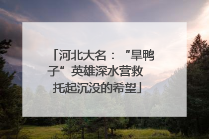 河北大名：“旱鸭子”英雄深水营救 托起沉没的希望