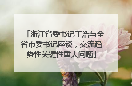 浙江省委书记王浩与全省市委书记座谈，交流趋势性关键性重大问题