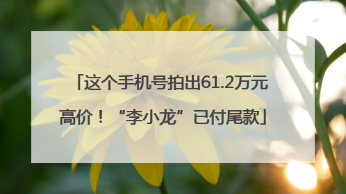 这个手机号拍出61.2万元高价！“李小龙”已付尾款