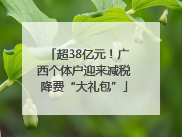 超38亿元！广西个体户迎来减税降费“大礼包”