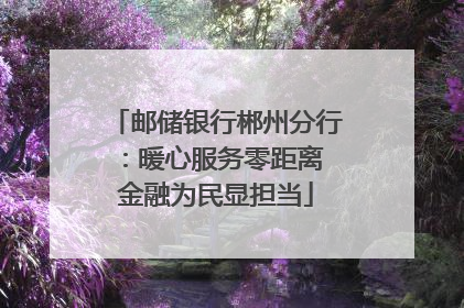 邮储银行郴州分行：暖心服务零距离 金融为民显担当